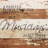 White Reclaimed Wood Wall Art: Musicians Paint on Silence